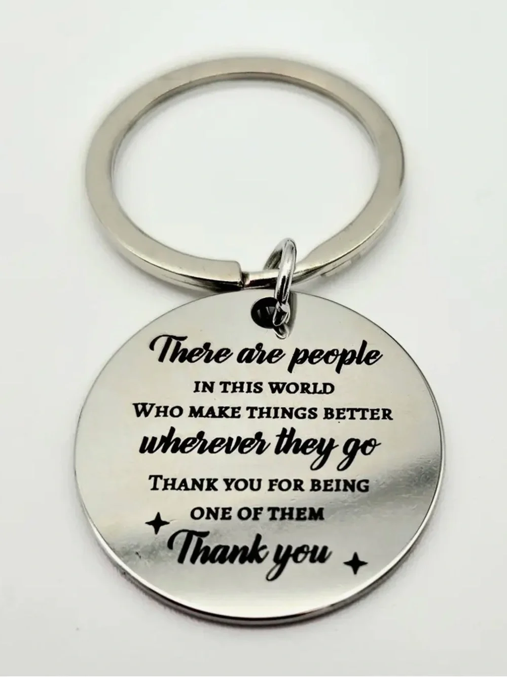 🇺🇸$5🇺🇸 Engraved Inspirational Silver-tone Keychain 1.5 inch NIP